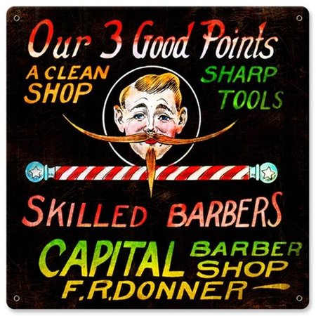 STETSOM Barber Shop & Shoe Shine Memories BS019 Good Points Vintage Metal Sign BS019